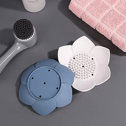 4 Pack Silicone Soap Tray Dishes Soap Holder Saver Draining Bathroom Shower Sink Bathtub - color: 4 Pack, White,grey,pink,blue