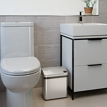 iTouchless 2.5 Gallon Bathroom Trash Can with Odor Control, Automatic Motion Sensor Bin, Soft-Close Stainless Steel, Slim Wastebasket for Narrow Spaces, Silver - color: Silver, 4 Gal