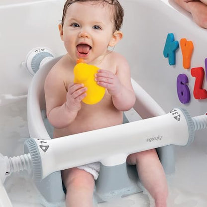Ingenuity My Bath Seat for Sit-Up Baby Bathing, Sure & Secure Suction Cups, ASTM Safety Tested & Approved, Backrest for Assisted Sitting, Easy Setup & Storage, Gray - color: Gray