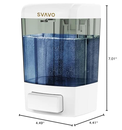 SVAVO Wall Mounted Soap Dispenser Kitchen Bathroom Manual Soap Dispenser Refillable Hand soap Dispenser for Liquid Contianers Shampoo Gel Chamber for Household Commerical 23.7oz (700ml) ABS - color: White&dark Brown
