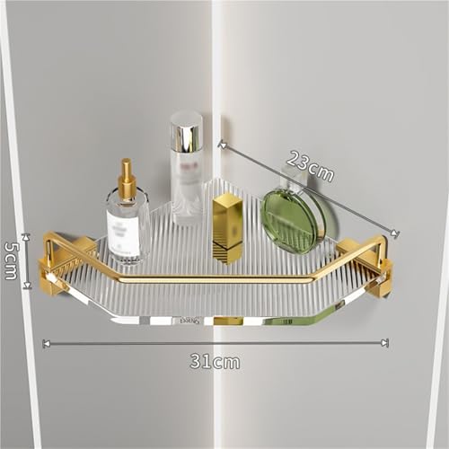 Bathroom Shelves Metal Acrylic Electroplating Wall Hanging Corner Shelf Waterproof Strong Bearing Shower Shelf(A) - color: A