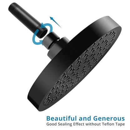 Straight Shower Arm with Flange, Ceiling Mount 3" Rainfall Shower Head Arm Extension Replacement, High Pressure & Hard Water Compatible, Matte Black - color: Round Matte Black 3 Inch
