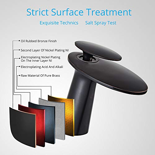 Oil Rubbed Bronze Waterfall Bathroom Sink Faucet and Pop Up Drain - color: Oil Rubbed Bronze, size: Short Body