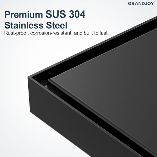 4 Inch Square Shower Floor Drain, SUS304 Stainless Steel with X-Shaped High Flow Channel, Anti-Clogging Hair Strainer, No Hub Required, Matte Black - color: Matte Black, size: 4