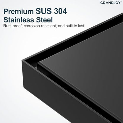 4 Inch Square Shower Floor Drain, SUS304 Stainless Steel with X-Shaped High Flow Channel, Anti-Clogging Hair Strainer, No Hub Required, Matte Black - color: Matte Black, size: 4