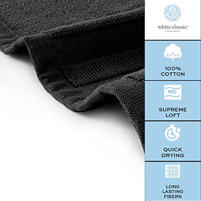 White Classic Luxury Bath Mat Floor Towel Set - Absorbent Cotton Hotel Spa Shower/Bathtub Mats [Not a Bathroom Rug] 22"x34" | 2 Pack | Black - color: 04: Black