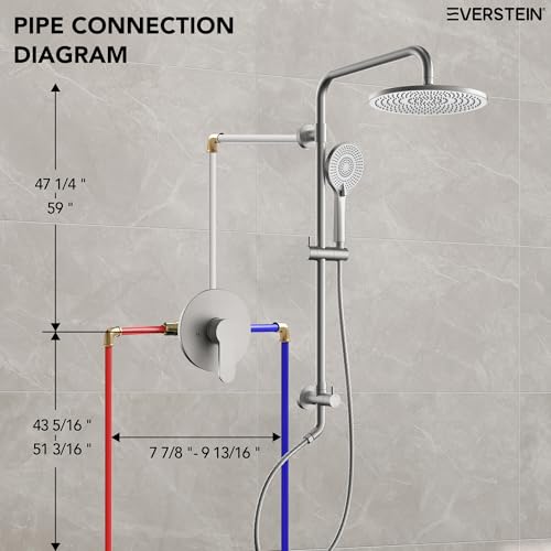 10 Inch High Pressure Rainfall Shower System with Slide Bar, Wall Mount Bathroom Round Shower Faucet Set with Valve, Brushed Nickel - color: Brushed Nickel