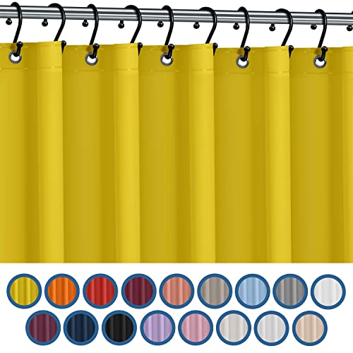 No Smell Shower Curtain Liner 72x72 Yellow - PEVA Plastic Shower Curtain for Bathroom, PVC-Free Waterproof Yellow Shower Liner with Metal Grommets and Magnet-Weighted Bottom Hem - Washable Liner - color: Yellow