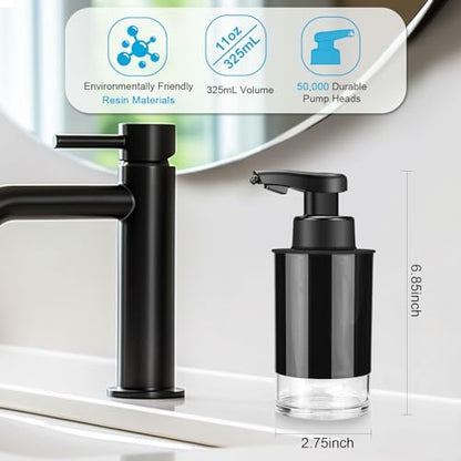 Automatic Foaming Soap Dispenser Touchless Hands-Free: Black Modern Smart Electric Sensor Clog-Free Design for Kitchen & Bathroom, Easy for Kids, Modern Acrylic