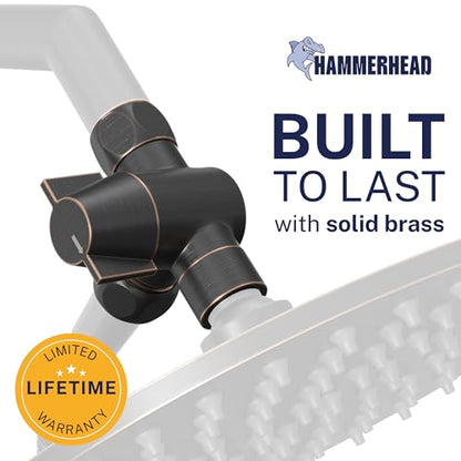 HammerHead Showers Solid Metal 3-Way Shower Diverter Valve, Connects Fixed and Handheld to Shower Arm, Splitter for Dual Shower Head, Oil Rubbed Bronze - color: Oil Rubbed Bronze