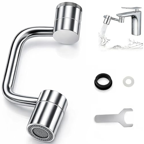 1440° Rotatable Faucet Aerator Extension - 2 Mode (Soft & Power Rinse) Universal Sink Faucet Extender for Splash Reduction, Fits Kitchen & Bathroom Faucets