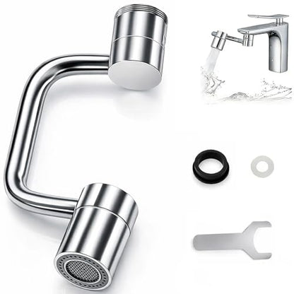 1440° Rotatable Faucet Aerator Extension - 2 Mode (Soft & Power Rinse) Universal Sink Faucet Extender for Splash Reduction, Fits Kitchen & Bathroom Faucets