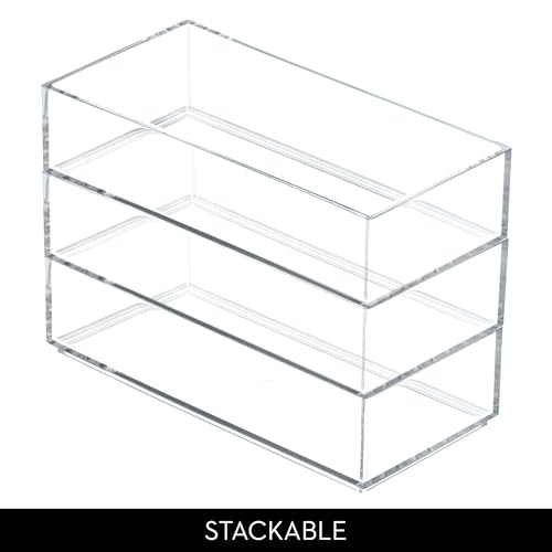 iDesign Stackable Makeup Drawer Organizer, Set of 3, Clear | Vanity Organizer, Desk Organizer - color: Clear, style: Pack of 3