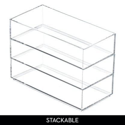 iDesign Stackable Makeup Drawer Organizer, Set of 3, Clear | Vanity Organizer, Desk Organizer - color: Clear, style: Pack of 3