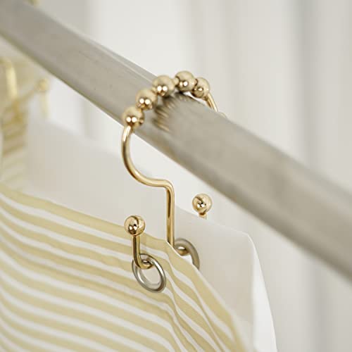 Shower Curtain Hooks Rings, Stainless Steel Double Glide Rollers Extra Wide Shower Curtain Rods Hooks for Bathroom, Set of 18 Hooks - Gold - color: Gold, size: 18 Pcs