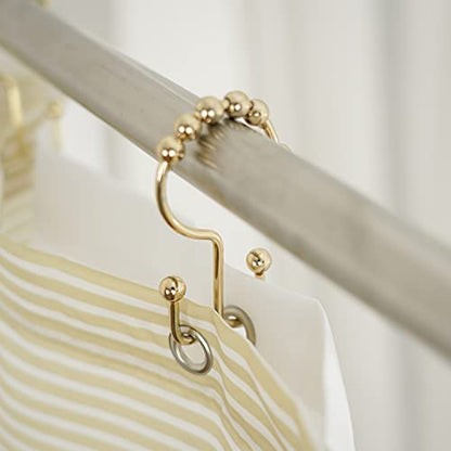 Shower Curtain Hooks Rings, Stainless Steel Double Glide Rollers Extra Wide Shower Curtain Rods Hooks for Bathroom, Set of 18 Hooks - Gold - color: Gold, size: 18 Pcs