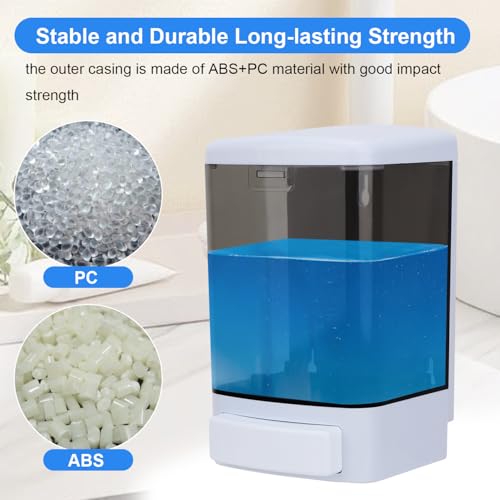 Soap Dispenser Wall Mount, 33.8oz/1000ml Commercial Manual Soap Dispenser Wall Mounted for Bathroom Kitchen Hotel, Liquid Containers Shampoo Plastic | Shower Room Dispenser Soap Pump, Visual Window, Easy Soap Replacement - color: 1000ml