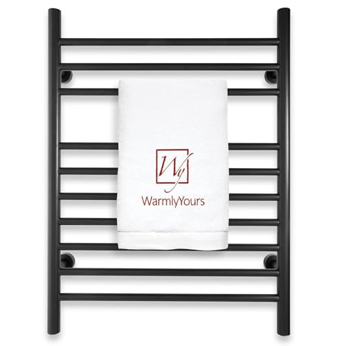 Heated Towel Rack, 10-Bar Wall-Mounted Electric Towel Warmer, Matte Black, Plug-in or Hardwired, Luxury Bathroom Accessory for Warm, Dry Towels (WarmlyYours Infinity) - color: Matte Black