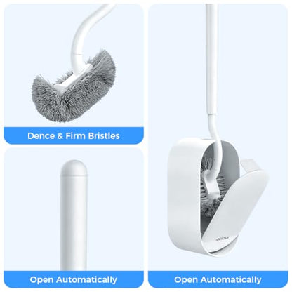 Bathroom Toilet Brush, OSCIOSS Toilet Bowl Brush with Ergonomic Design, Compact Size, Durable Bristles, Wall Mounted RV Toilet Brush for Bathroom Cleaning (White, 2pack) - color: White, size: 2 Pack