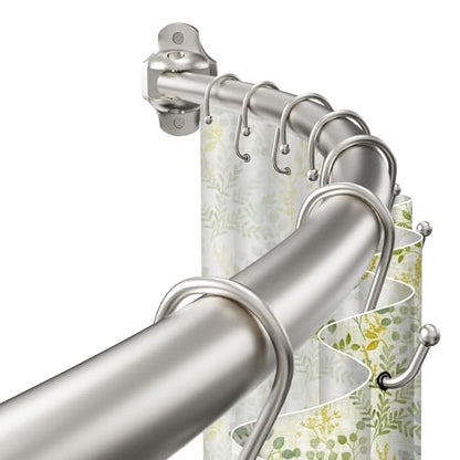 Curved Shower Curtain Rod, Rust Resistant, Adjustable Length 42-73 inches for Shower, Bathroom, Hole Punch Required-Brushed Nickel - color: Brushed Nickel