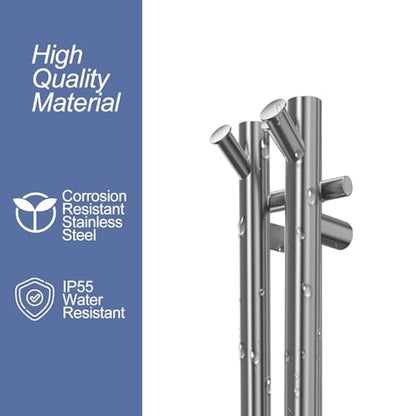 Heated Towel Rack, Towel Warmer with Timer, Wall Mounted hot Towel Warmer Rack for Bathroom, Hardwired or Plug-in Models Vertical Towel Heater, 2 Vertical Rack Round Design (Silver) - color: Silver