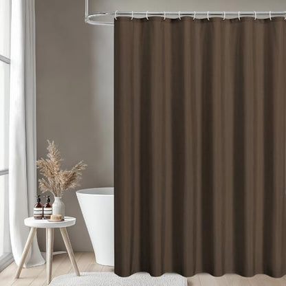 2-in-1 Waterproof Fabric Shower Curtain,No Separate Liner Needed,Linen Textured,Effortless Cleaning & Washable Bathroom Shower Curtain Set with 12 Plastic Hooks,72"x72",Brown - color: Brown, size: 72"W x 72"L (Pack of 1)