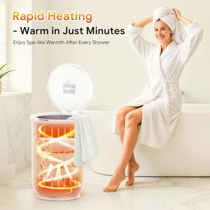 Towel Warmer, Luxury Towel Warmers for Bathroom, Large Blanket Heater Bucket, Aroma Tray for SPA, Auto Timer and Protection Feature, Fits Oversized Towels, Blankets, Bathrobes, PJs, and More