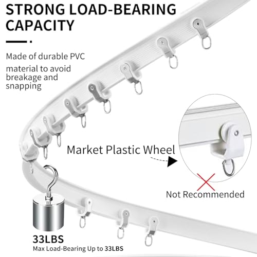 Flexible bendable ceiling curtain track, curved rod with silent roller bracket, room divider, RV ceiling track (White, 3 Meters (9.84 FT) - color: White, size: 3 Meters
