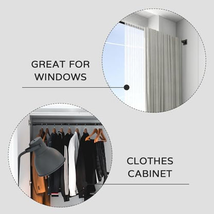 UIOSANRT Tension Shower Curtain Rod 31-55 Inches Non-Slip Shower Rod Tension Mounted No Drill Black Shower Curtain Rods Spring Tension Rod Adjustable Tension Curtain Rod for Windows Bathroom - color: Black, size: 31"-55"