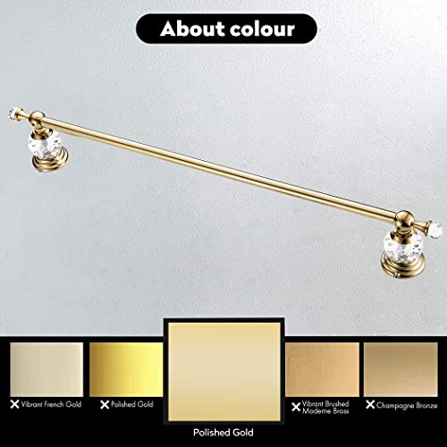 WINCASE Gold Towel Bar, Adjustable Crystal Towel Holder, Golden Finished Bathroom Single Towel Racks Rail Wall Mounted - color: Gold a Towel Bar