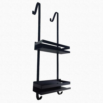 Over Door Shower Caddy 2-Tier, Rustproof Hanging Organizer with Hooks | Rustproof carbon steel, 2-tier + hooks, non-slip grips, no drilling, not for sliding doors