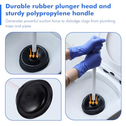 Reallnaive 24 Pack Toilet Plungers Bulk with 19.7 Inch Long Handle Force Suction Cup Rubber Plunger for Bathroom to Fix Clogged Toilets Drains (Black) - color: Black