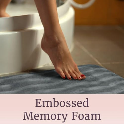 Lavish Home Bedford Home 2 Piece Memory Foam Bath Mat Set - Platinum,32 x 20 x .625 - color: Platinum