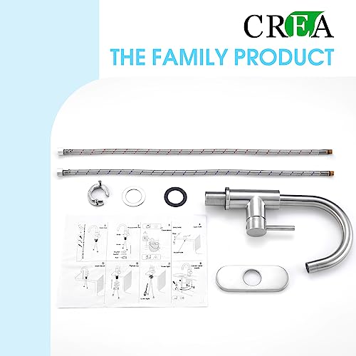 CREA Bar Sink Faucet, Bathroom Kitchen Faucet Brushed Nickel Pre Wet Small Mini Kitchen Bath Utility Marine Faucet Single Hole Stainless Steel Farmhouse Vanity Lavatory Faucets Outdoor - color: Brushed Nickel