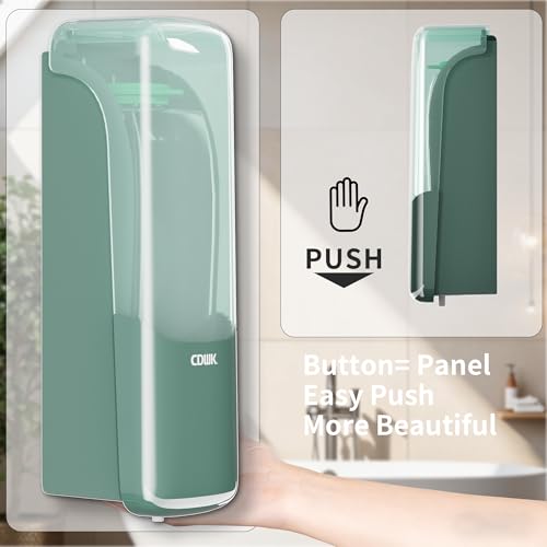Soap Dispenser Wall Mount, 300ml No-Drill Adhesive or Screw Mounting | Shampoo Conditioner Body Wash Dispenser, Clear Refillable Liquid Lotion Pump, Home Kitchen Bathroom Commercial Office Use - color: Green