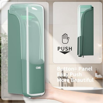 Soap Dispenser Wall Mount, 300ml No-Drill Adhesive or Screw Mounting | Shampoo Conditioner Body Wash Dispenser, Clear Refillable Liquid Lotion Pump, Home Kitchen Bathroom Commercial Office Use - color: Green