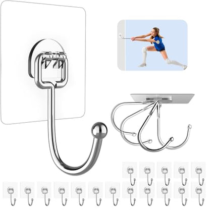 20 Pack Large Adhesive Hooks for Hanging Heavy Duty 44 lb(Max) | Self Adhesive Sticky Hooks Waterproof Stainless Steel Wall Hook for Home Bathroom Shower Kitchen Outdoor Utility Hooks - size: Large Hooks - 20 Pcs