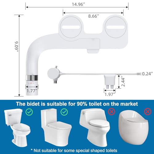 Toilet Bidet Attachment, Non-Electric Dual Nozzle (Feminine/Bidet Wash), Self-Cleaning Fresh Cold Water Sprayer Bidets for Toilets with Adjustable Water Pressure (Rotary Toggle, Chrome) - color: Rotary Toggle, Chrome