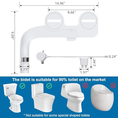 Toilet Bidet Attachment, Non-Electric Dual Nozzle (Feminine/Bidet Wash), Self-Cleaning Fresh Cold Water Sprayer Bidets for Toilets with Adjustable Water Pressure (Rotary Toggle, Chrome) - color: Rotary Toggle, Chrome