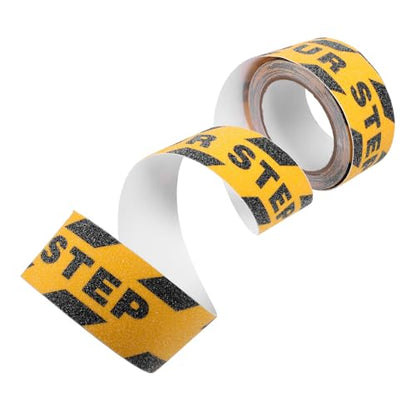 Artibetter Non-slip Adhesive Safety Grip Tape for Stairs and Bathroom Floors, Anti-skid High-visibility Printed Floor Tape with “watch Your Step” Warning, Waterproof Roll for Indoor