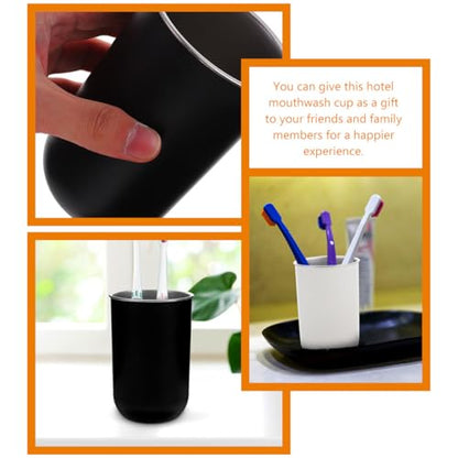 Beaupretty Stainless Steel Mouthwash Cup and Toothbrush Holder, 350ml Double-Layer Bathroom Rinsing Tumblers, 2pcs White and Black Set for ’s Oral Care