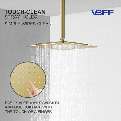 VBFF-Shower Head,rain shower head, 8 inch- Square Shower Head, 1.8 GPM Flow Rate, rainfall showerhead,VBFF07 (Brushed Gold) - color: Brushed Gold, size: 8 Inch