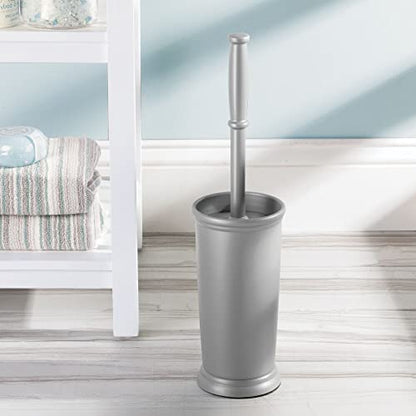 mDesign Hidden Plunger and Brush Set for Toilet Bowl - Modern Toilet Brush and Plunger Set - Brush Cleaner and Plunger Combo with Holder Caddy for Bathroom - Hyde Collection - Set of 2 - Gray - color: Gray