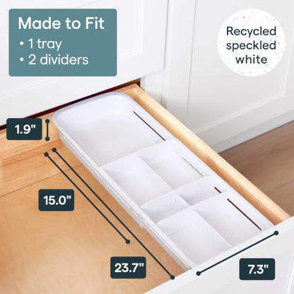 YouCopia DrawerFit Sliding Drawer Tray with Adjustable Dividers, Expandable Kitchen Storage Organizer, Speckled White - style: Tray