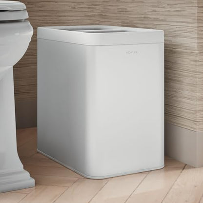 Kohler K-31315-STW 22-Liter Dual-Bin Open-Top Trash Can, White Stainless Steel - color: White Stainless Steel, size: 5.8 Gallon - Open Top