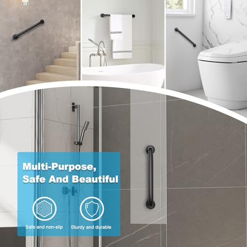 Shower Grab Bars 12 Inch, 500 lbs Heavy Duty, 2 Pack | 304 Stainless Steel Non-Slip Bathroom Safety Handrail, Wall Mounted Assist Bar for Elderly, Handicap, Bathtub & Toilet - size: 12Inch-2Pack