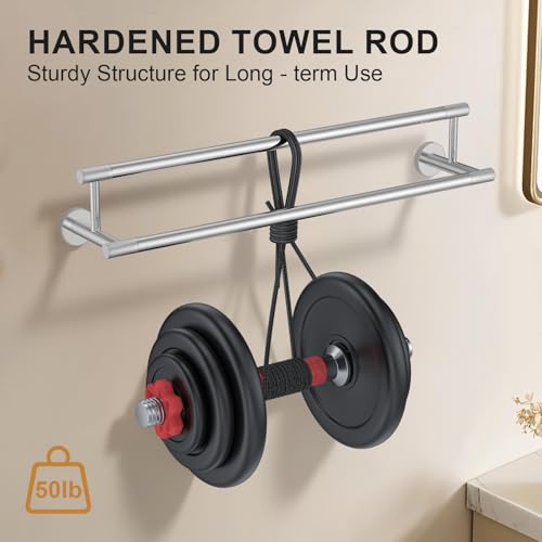 Bath Towel Holders 24 Inch, Chrome Polished SUS304 Stainless Steel Towel Racks for Bathroom - Wall Mounted Bathroom Towel Racks - color: Chrome Polished