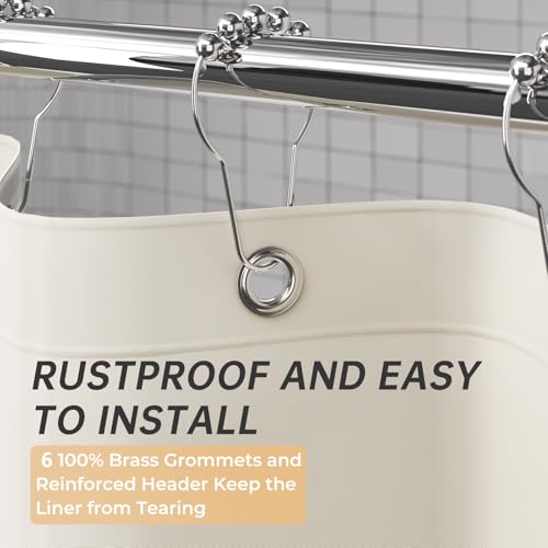 AmazerBath Stall Shower Curtain 36x72, Beige Shower Curtain Plastic, Small Shower Curtain Liner Cream Heavy Duty Thick PEVA, Walk in Shower Liner with 2 Weighted Stones and 6 Grommet Holes - color: Beige, size: 36"W x 72"L (Pack of 1)