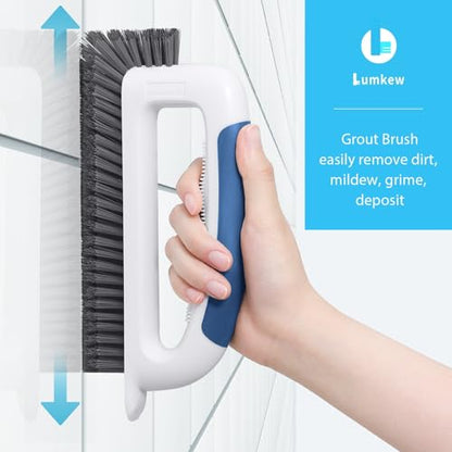 Lumkew Grout Cleaner Brush for Cleaning Floors Tile Scrub, Blue,1 Pcs | V Shape, Hard Bristle, Bathroom Shower Grout Cleaning Brush Scrubber - color: Blue