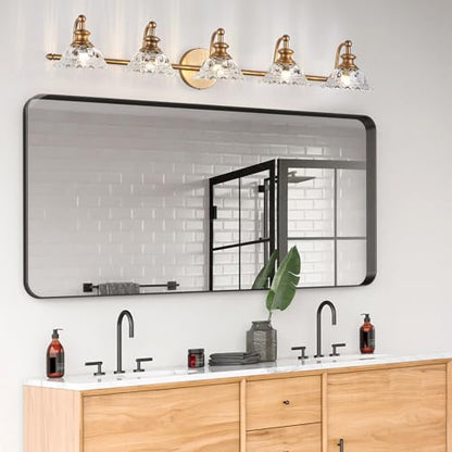 XIEDUN 37.4" Bathroom Light Fixtures 5 Lights Vanity Lighting Fixtures (Exclude G9 Bulb) Vanity Lights for Bathroom - color: Brass, size: 5 Light A